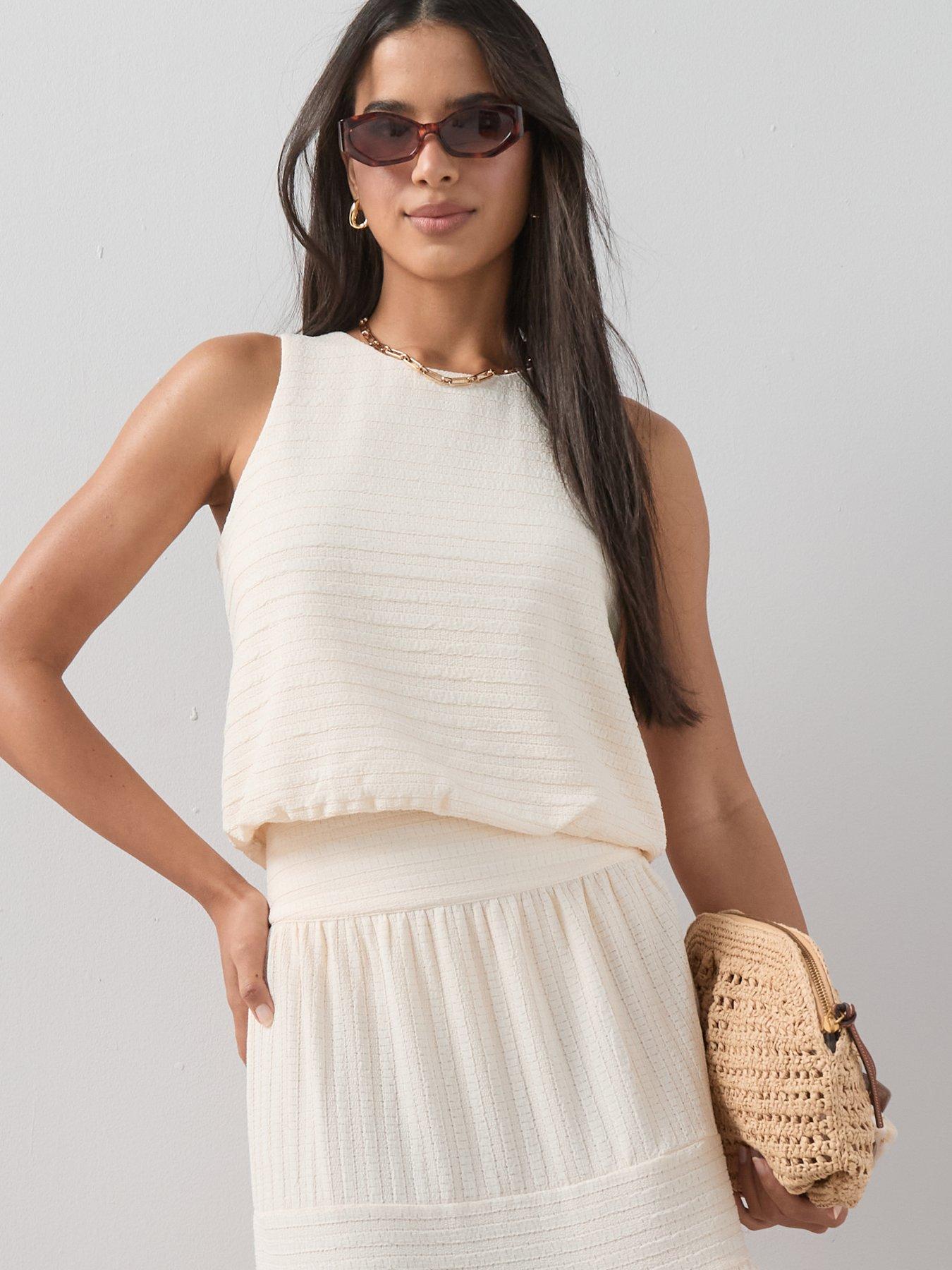 Image 5 of 7 of The Very Collection Textured Tiered Co-Ord Maxi Skirt - Cream
