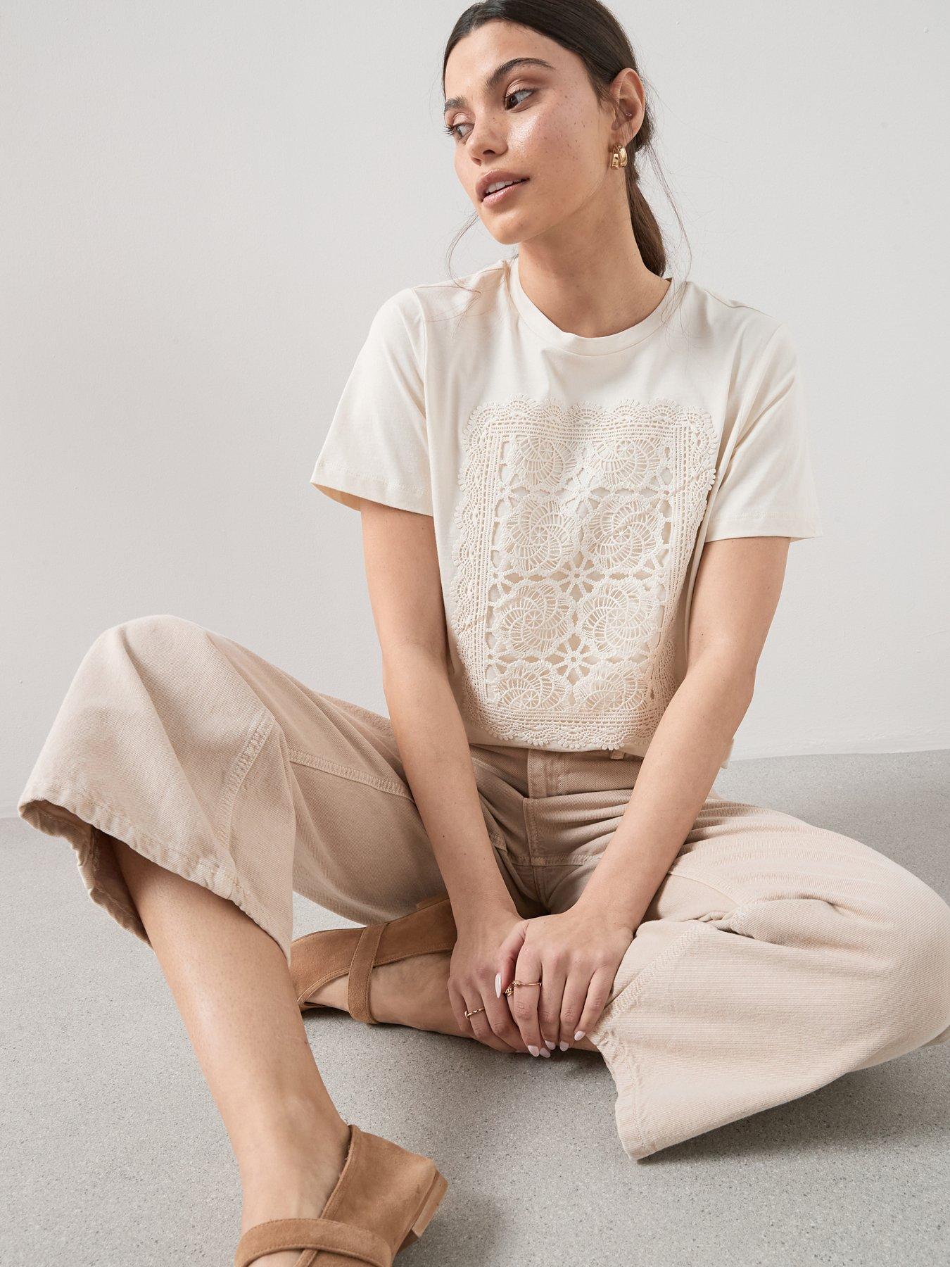 The Very Collection Crochet Panel Short Sleeve T-shirt