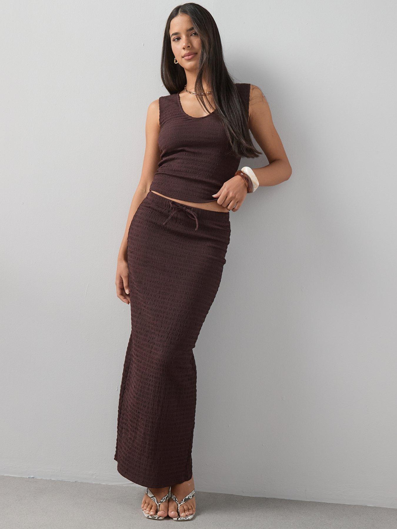 Image 3 of 7 of The Very Collection Drawstring Waist Midi Skirt Co-ord