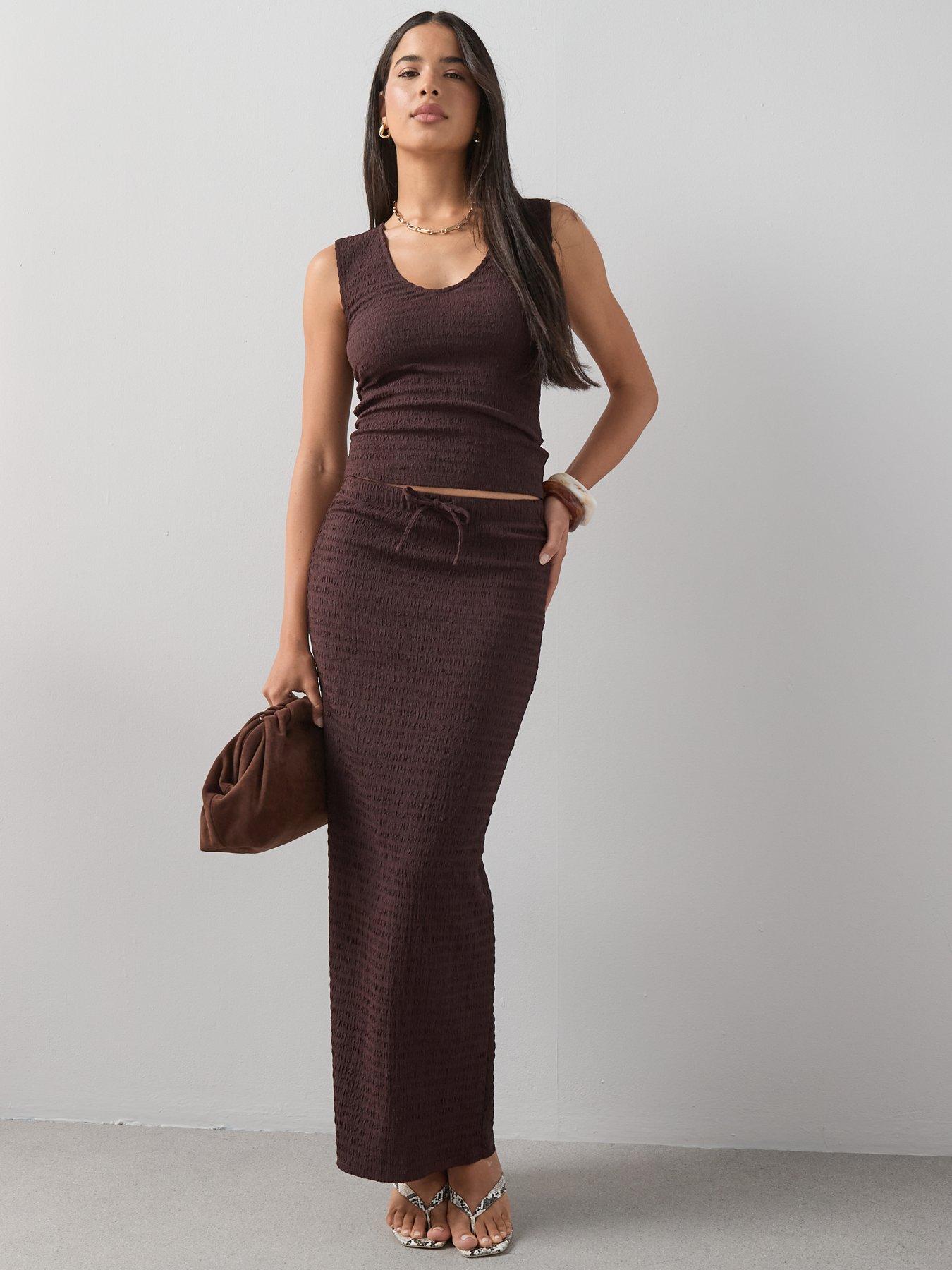 Image 5 of 7 of The Very Collection Drawstring Waist Midi Skirt Co-ord