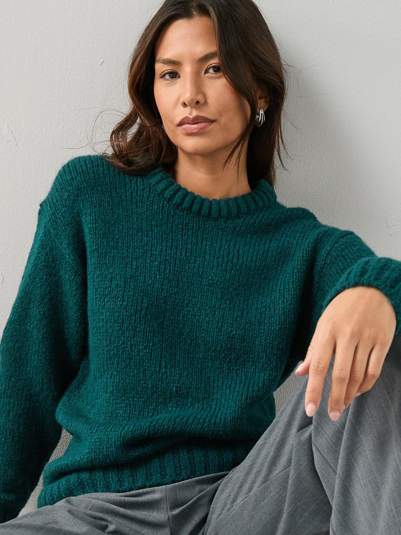 The Very Collection Relaxed Fit Rib Hem Jumper With Wool - Teal