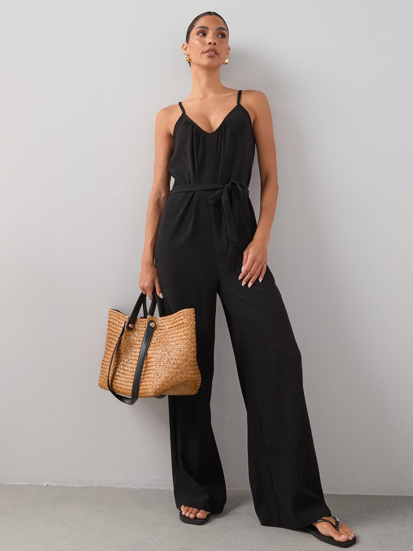 The Very Collection Textured Stretch Strappy Jumpsuit