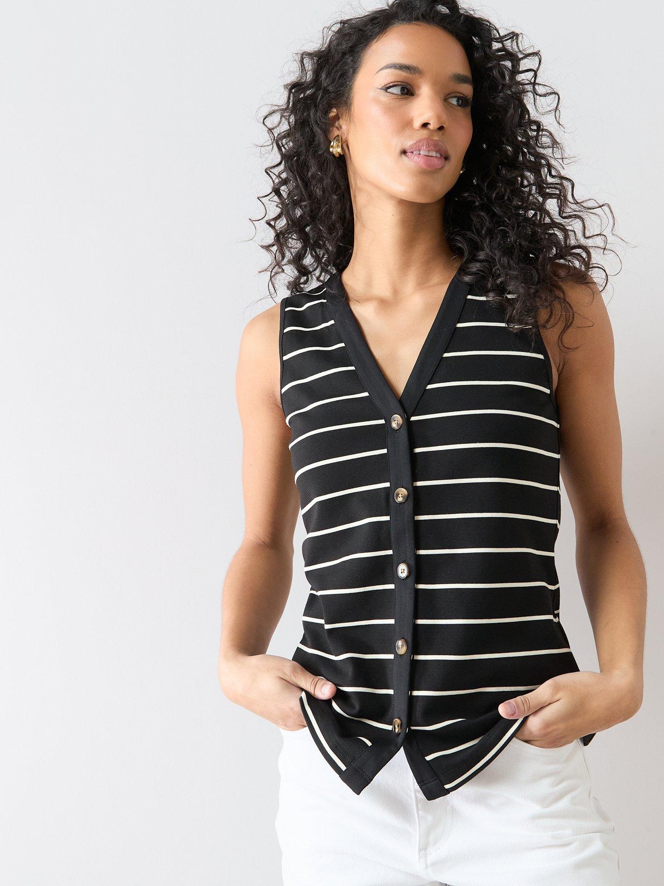 The Very Collection Stripe Co-Ord Waistcoat - Black