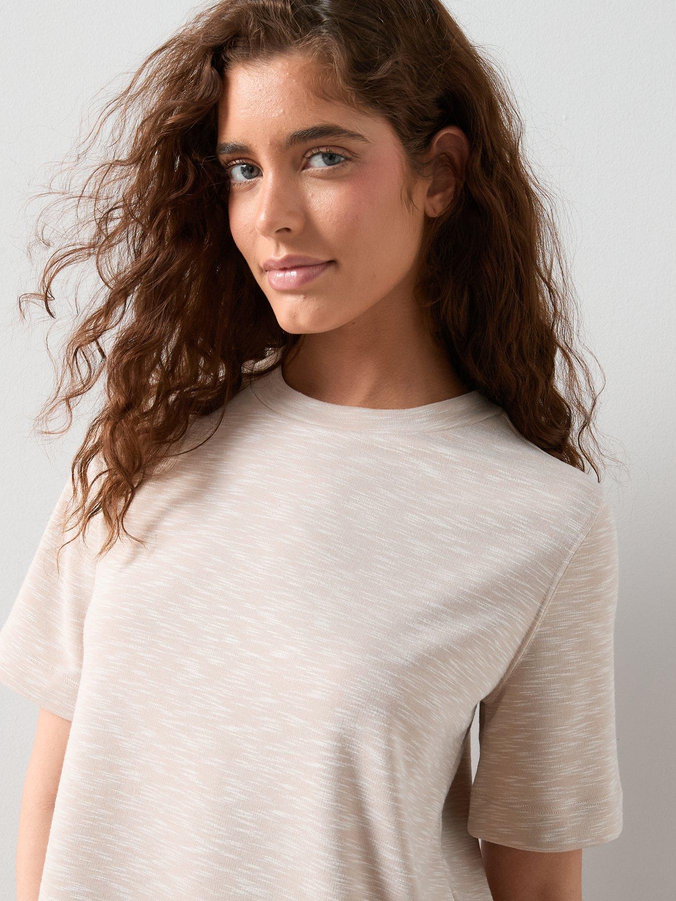 Image 5 of 7 of The Very Collection Slub Heavy Weight T-Shirt Co-Ord - Cream