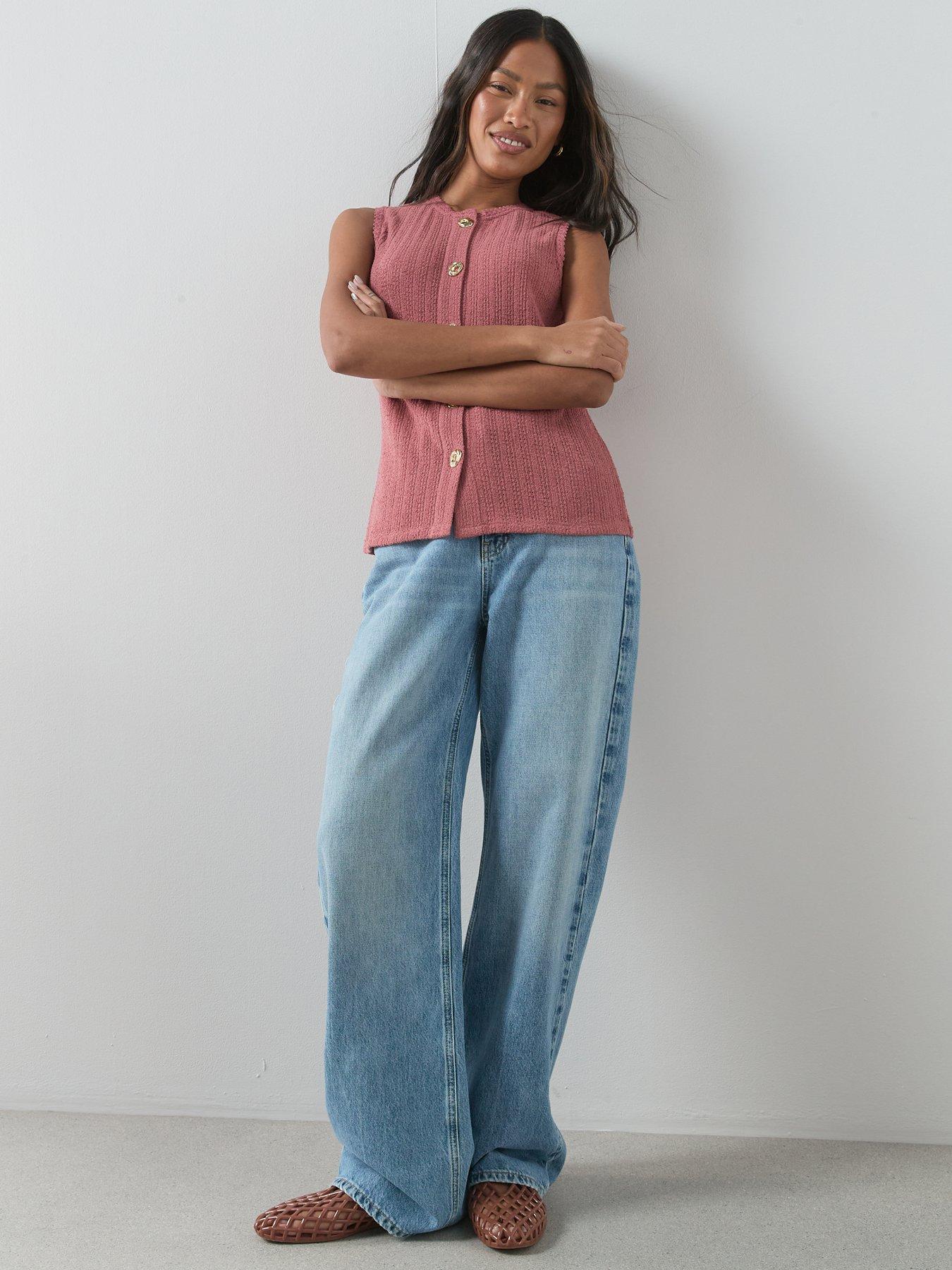 Image 3 of 6 of The Very Collection Textured Button Through Top - Pink