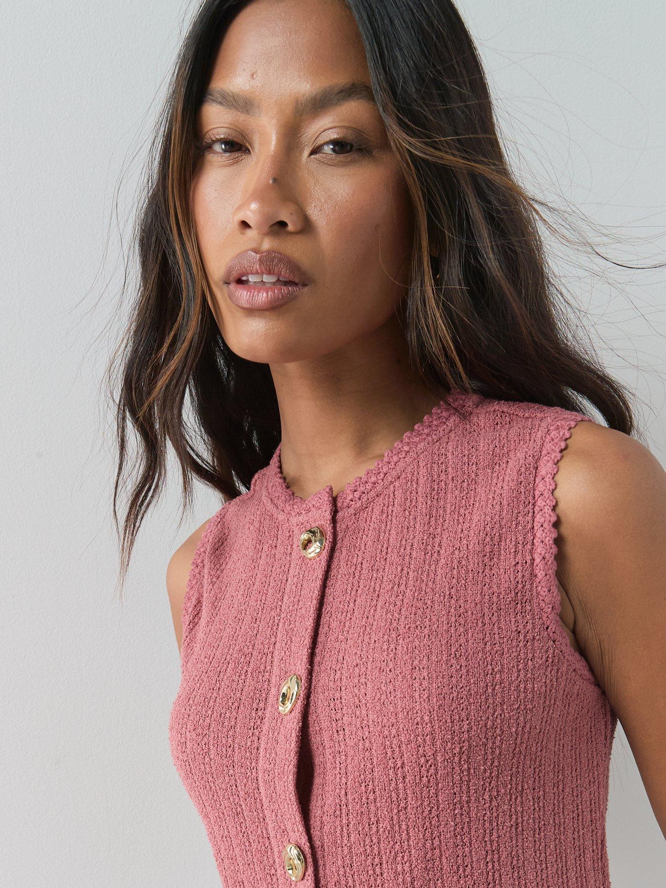 Image 4 of 6 of The Very Collection Textured Button Through Top - Pink
