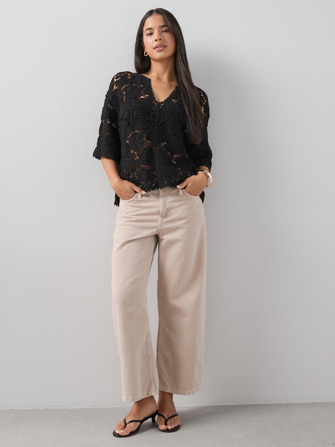 Image 5 of 7 of The Very Collection Oversized Crochet V Neck Top