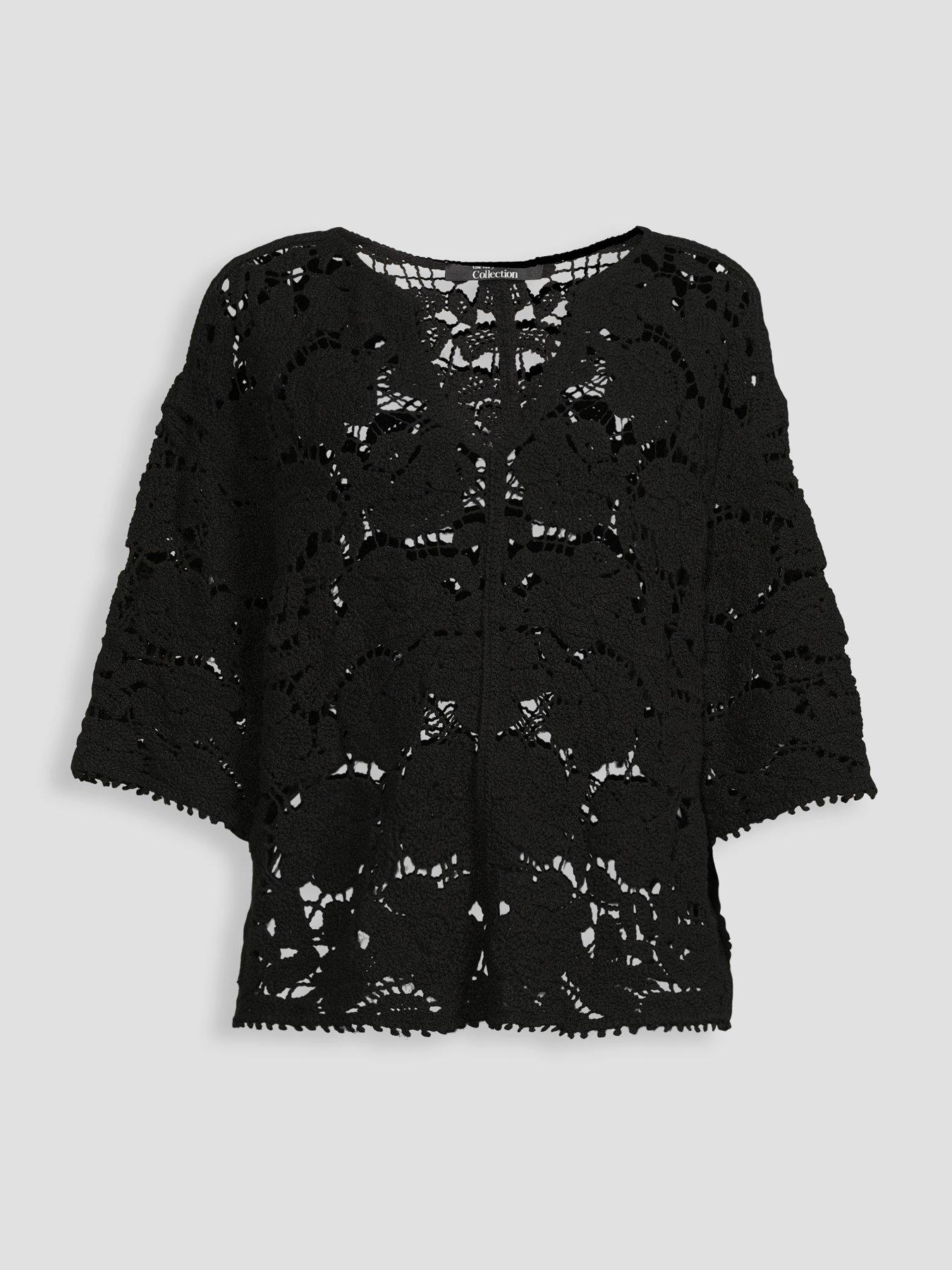 Image 7 of 7 of The Very Collection Oversized Crochet V Neck Top
