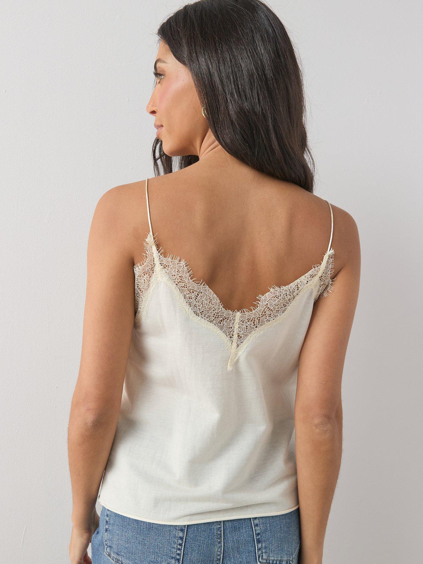 Image 2 of 7 of The Very Collection Delicate Lace Trim Cami - Cream