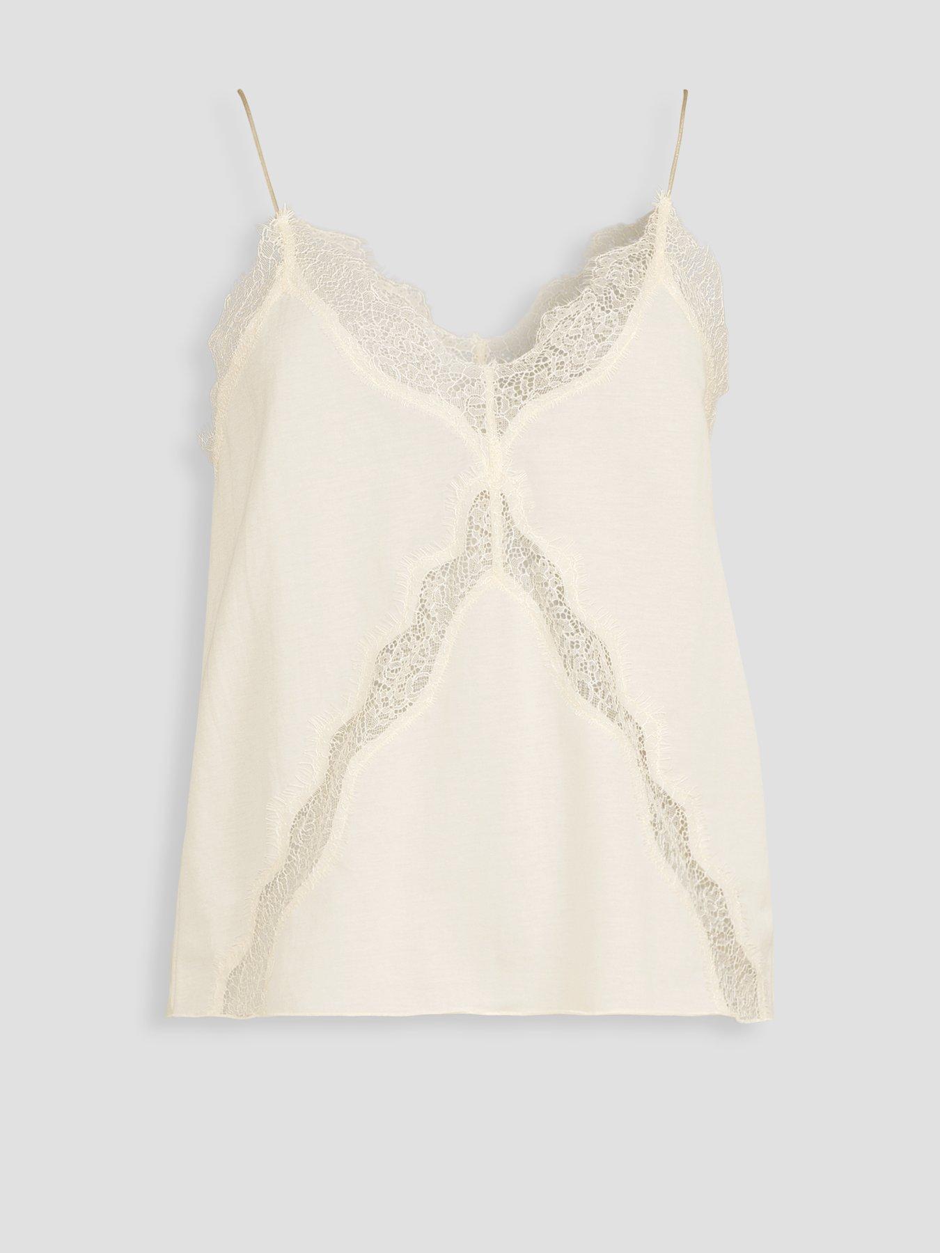 Image 7 of 7 of The Very Collection Delicate Lace Trim Cami - Cream