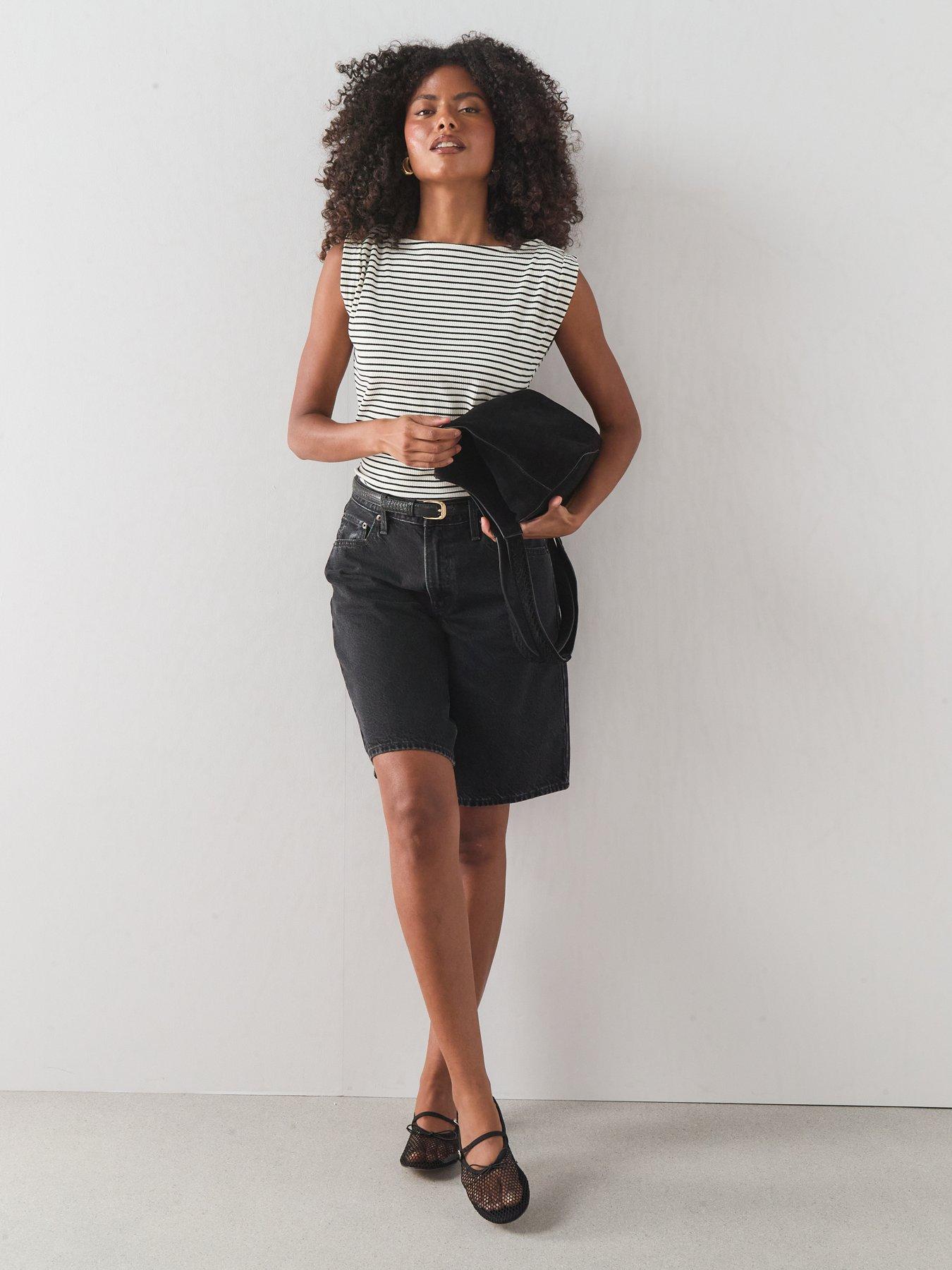 Image 3 of 6 of The Very Collection Ruched Shoulder Ribbed Vest