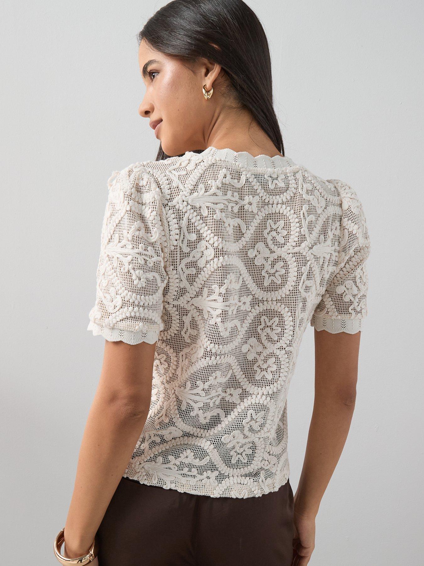 Image 2 of 7 of The Very Collection Cut Out Embroidered Short Sleeve Top