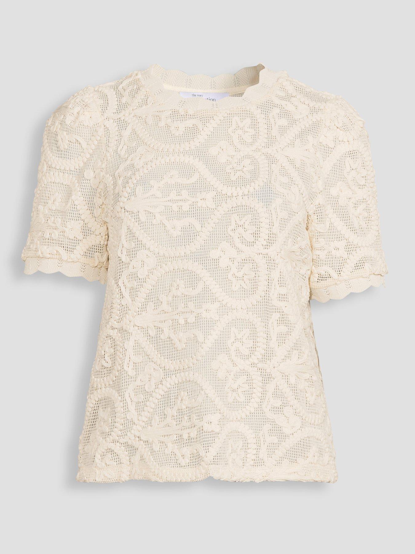Image 7 of 7 of The Very Collection Cut Out Embroidered Short Sleeve Top