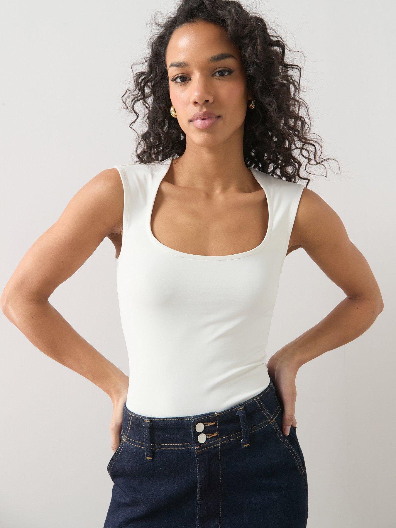 The Very Collection Soft Touch Scoop Neck Vest  - White