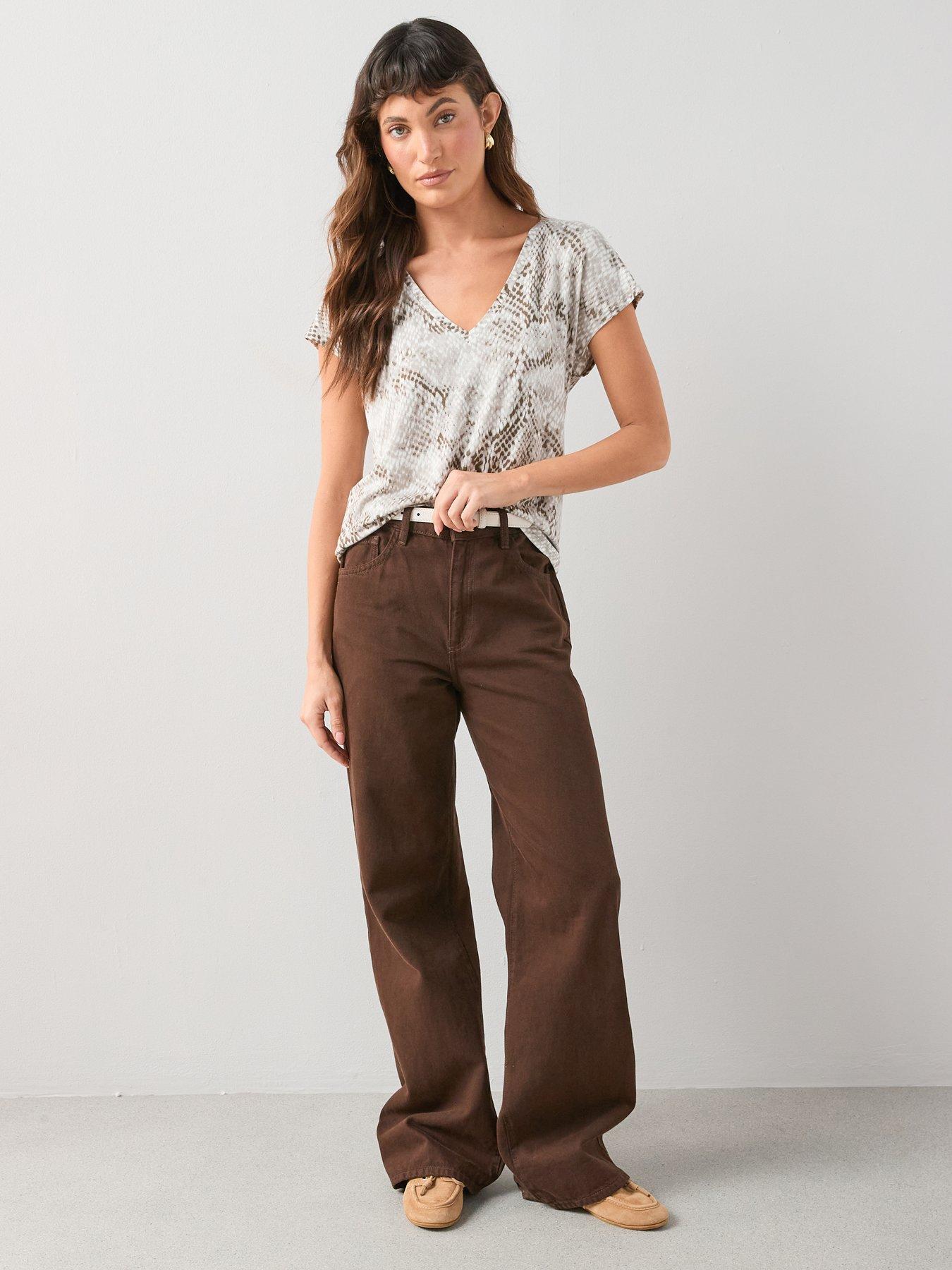 Image 5 of 7 of The Very Collection Snake Print V-neck Stretch T-shirt