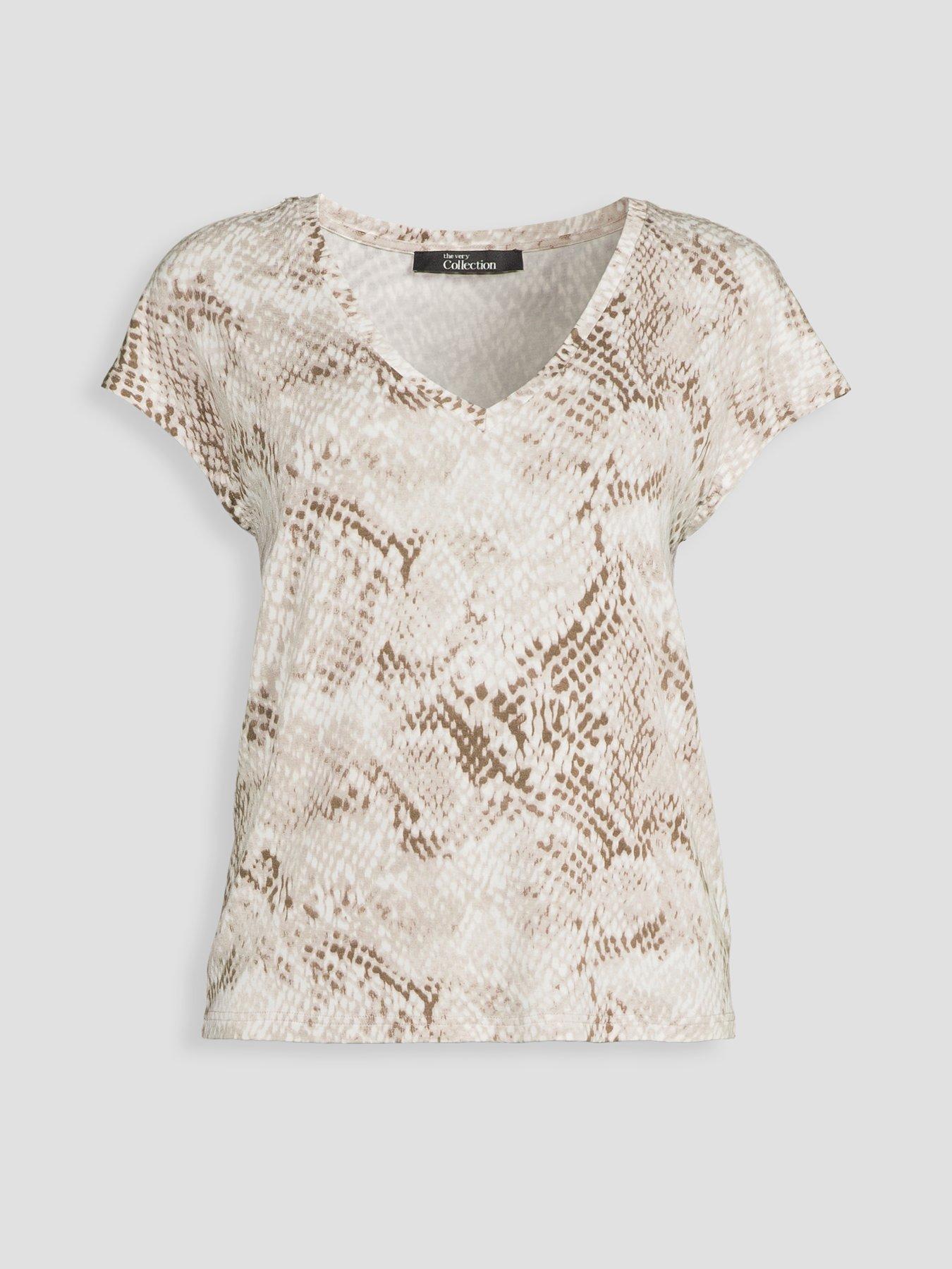 Image 7 of 7 of The Very Collection Snake Print V-neck Stretch T-shirt