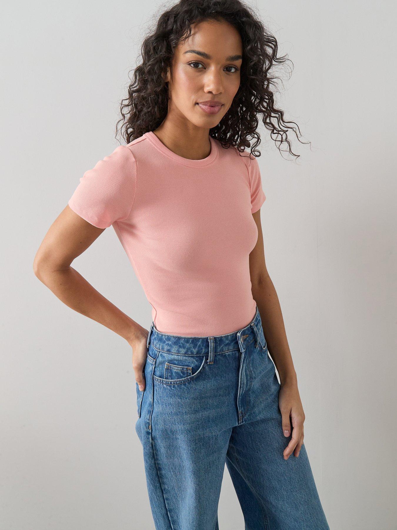 The Very Collection Stretch Rib T-Shirt - Coral