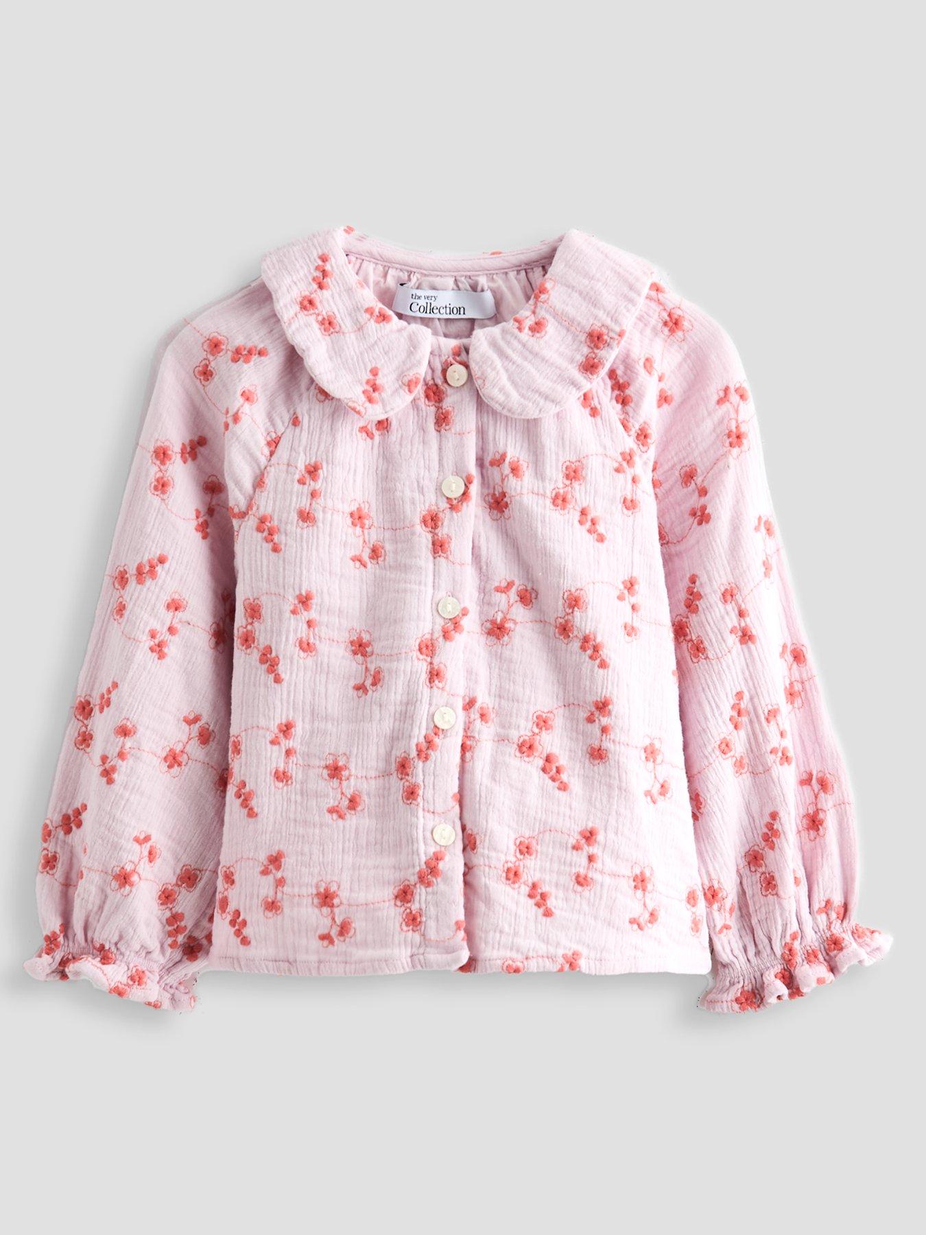 The Very Collection Girls Broiderie Shirt - Orange