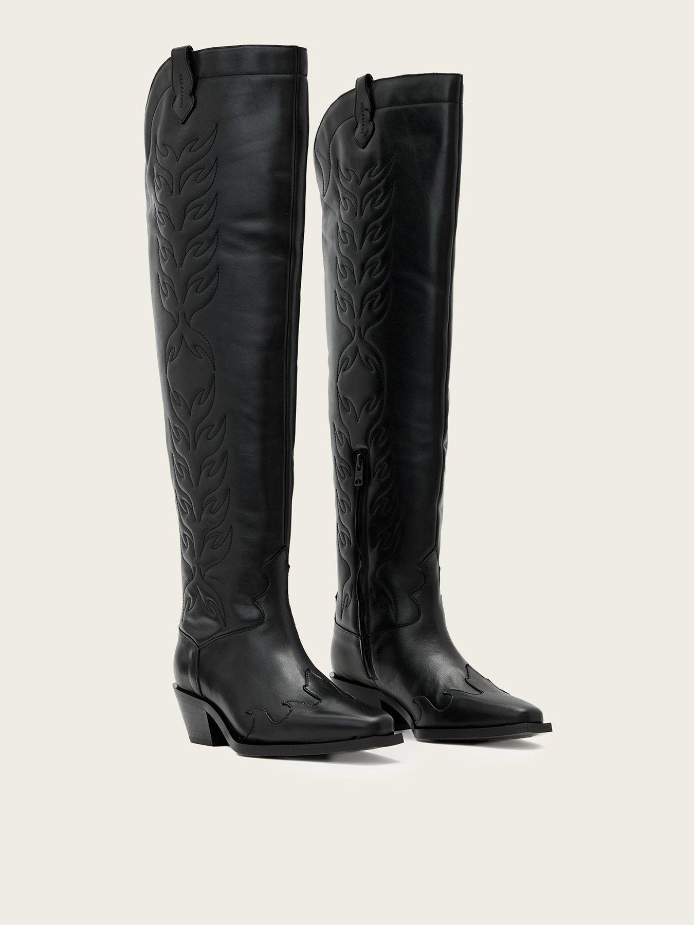 AllSaints Roxanne Knee High Boots - Black | Very