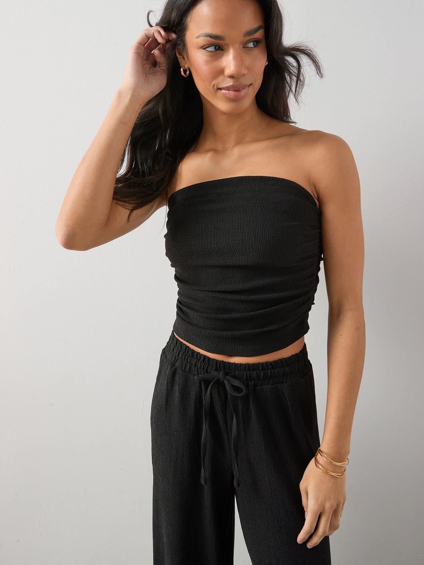 The Very Collection Crinkle Bandeau Top - Black