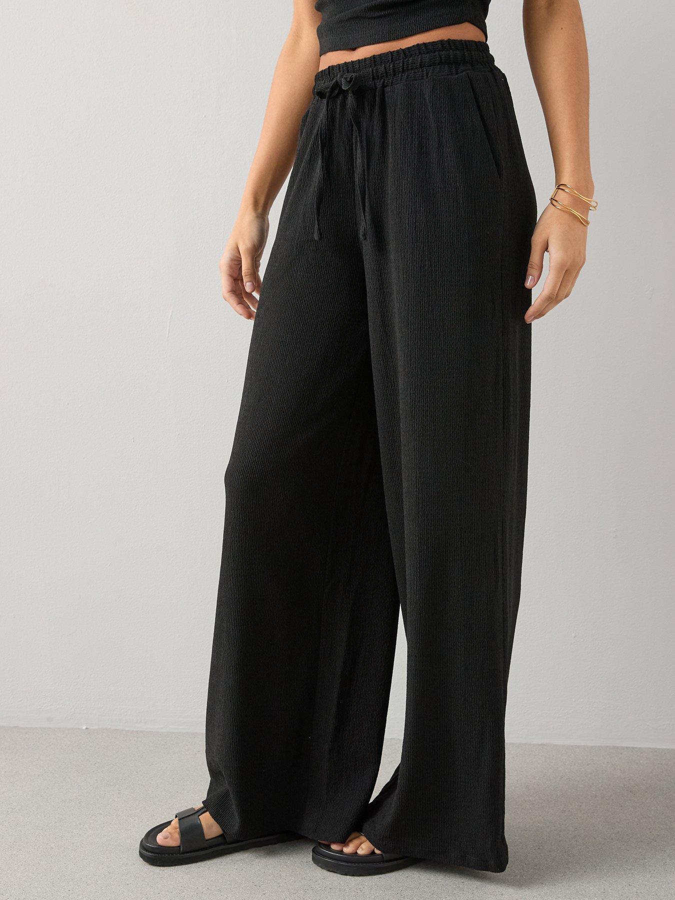 Image 1 of 6 of The Very Collection Textured Stretch Wide Leg Trousers