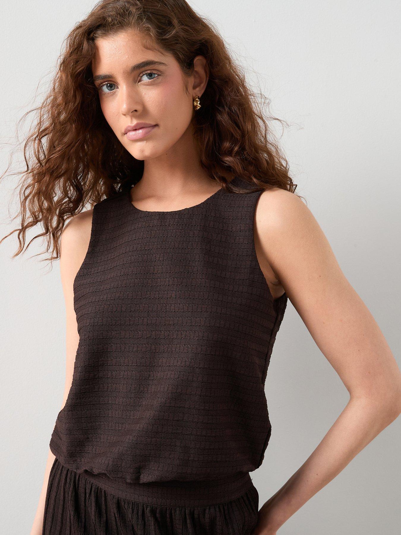The Very Collection Textured Sleeveless Co-Ord Top - Brown