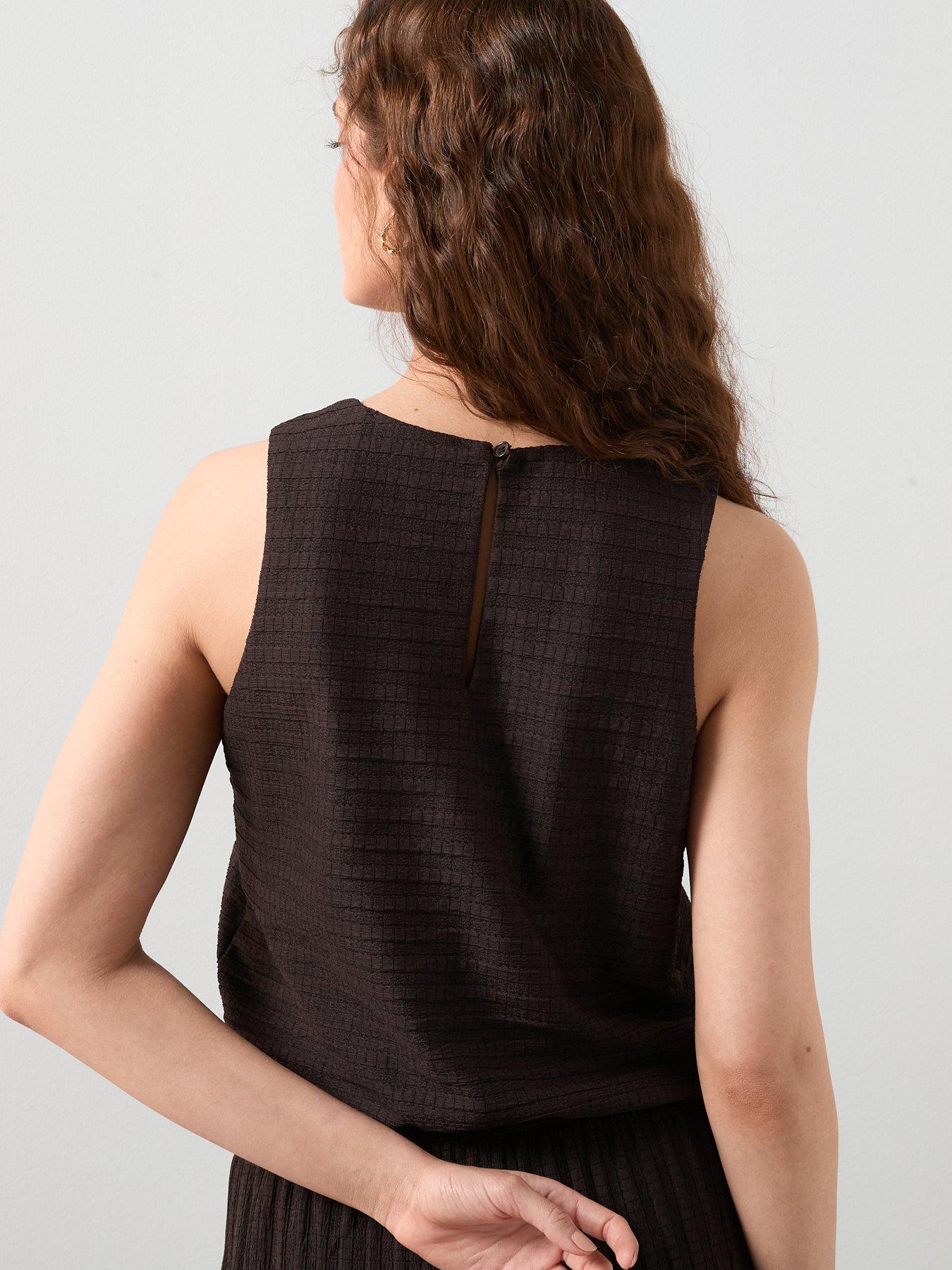Image 2 of 6 of The Very Collection Textured Sleeveless Co-Ord Top - Brown