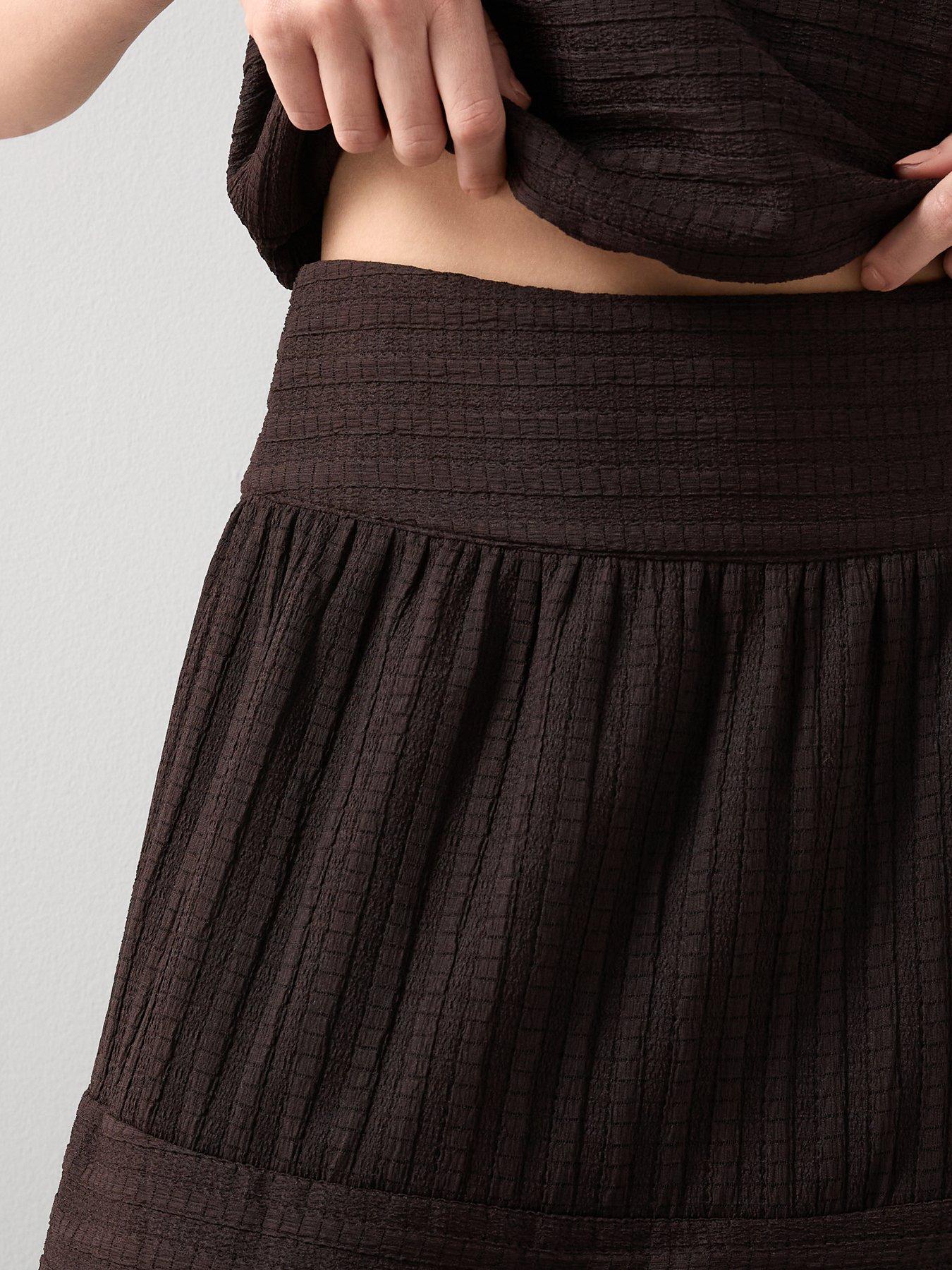Image 5 of 6 of The Very Collection Textured Panel Co-Ord Maxi Skirt - Brown