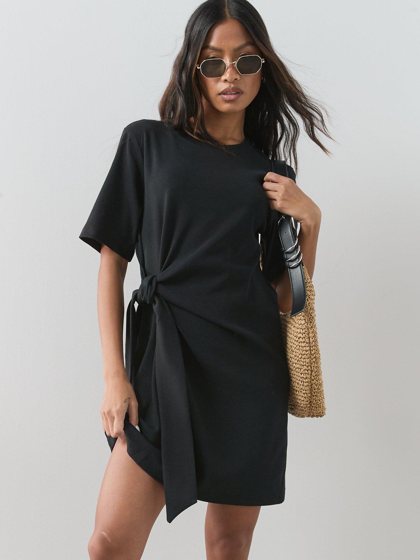 Image 4 of 7 of The Very Collection Wrap T-Shirt Dress - Black