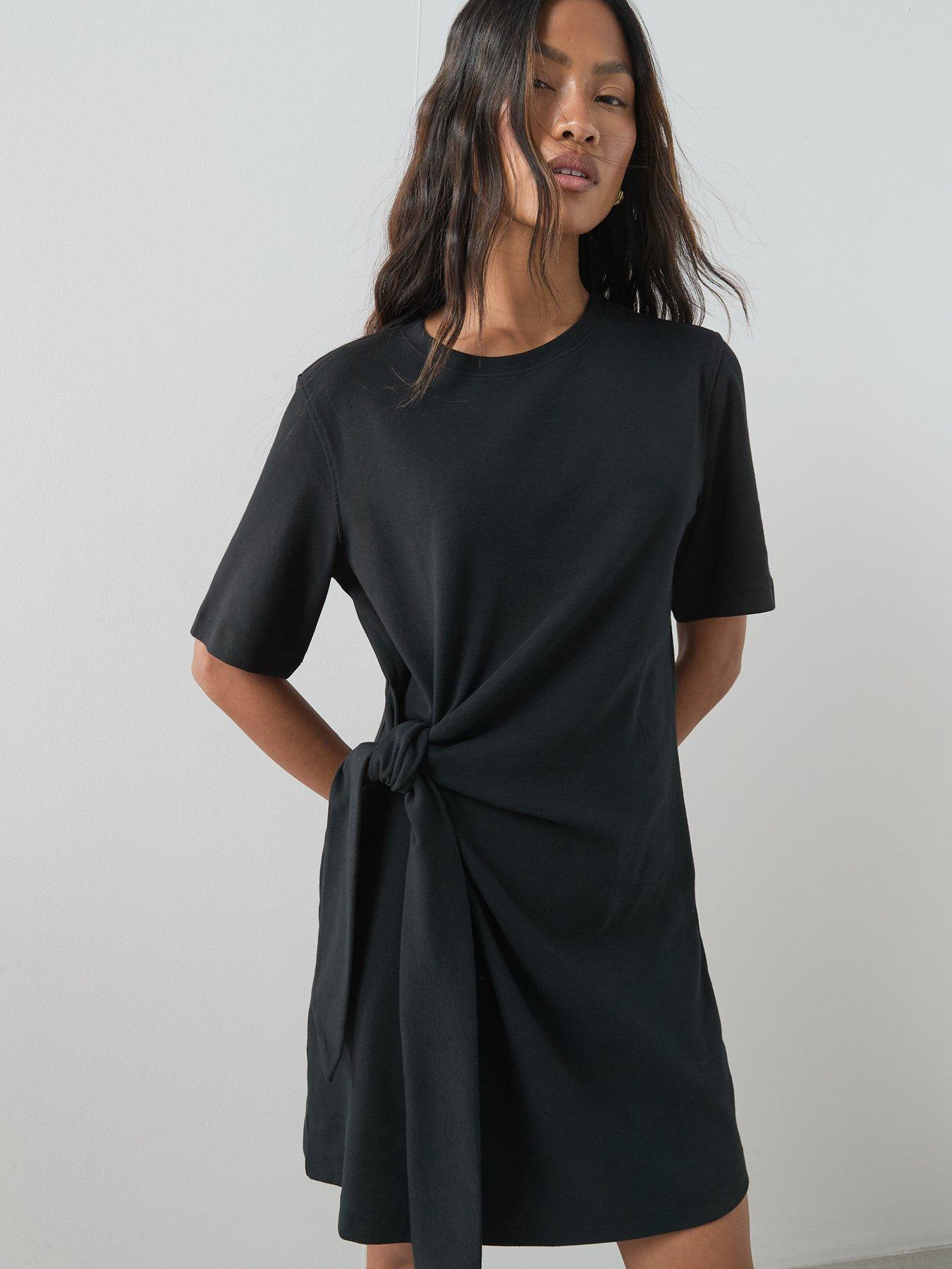 Image 5 of 7 of The Very Collection Wrap T-Shirt Dress - Black