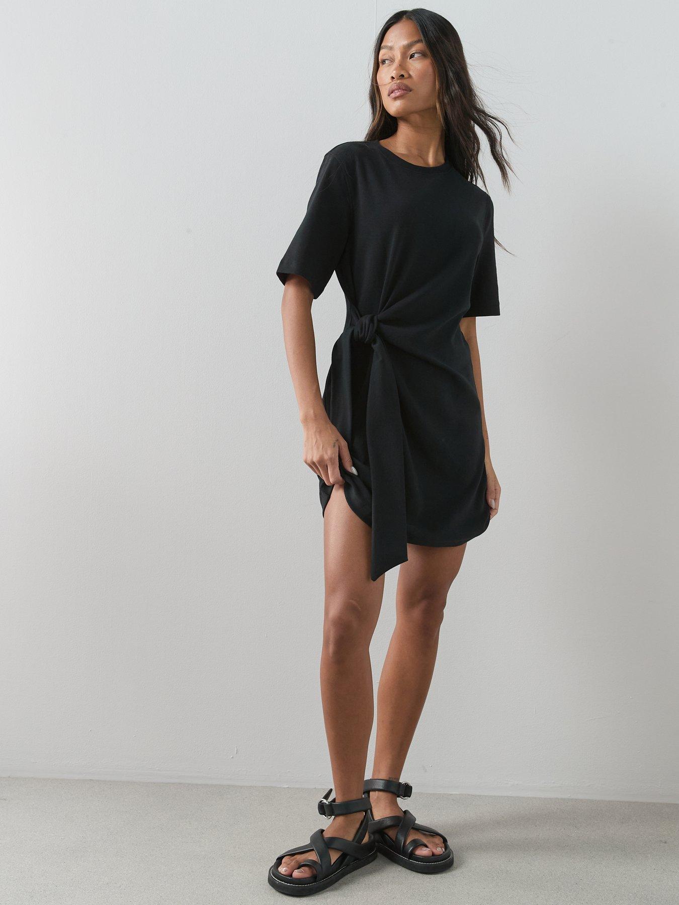 Image 6 of 7 of The Very Collection Wrap T-Shirt Dress - Black
