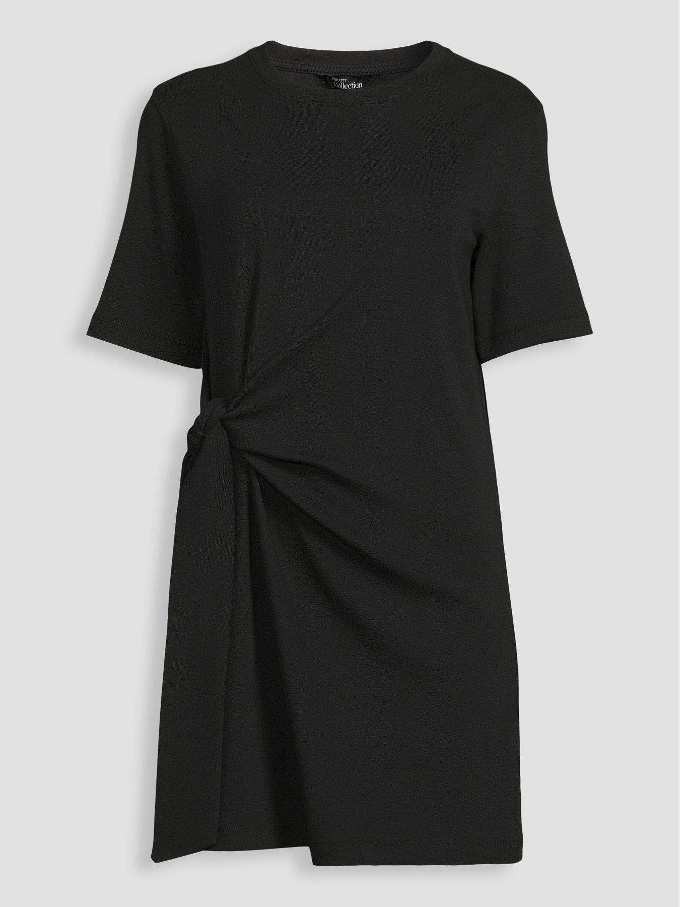 Image 7 of 7 of The Very Collection Wrap T-Shirt Dress - Black
