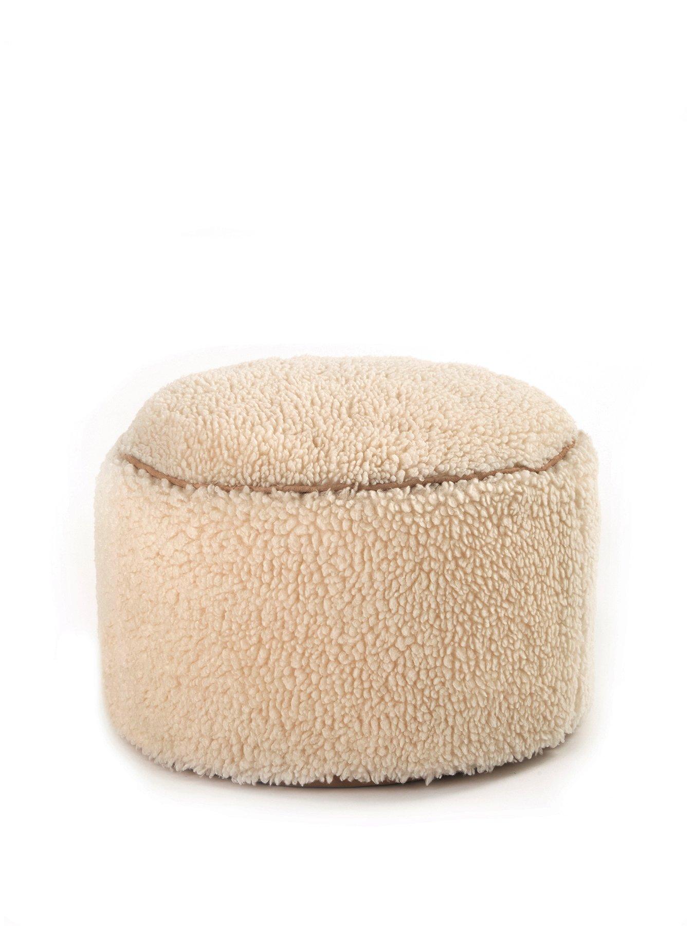 Image 2 of 5 of KAIKOO Sherpa Faux&nbsp;Fur Round Stool With Piping