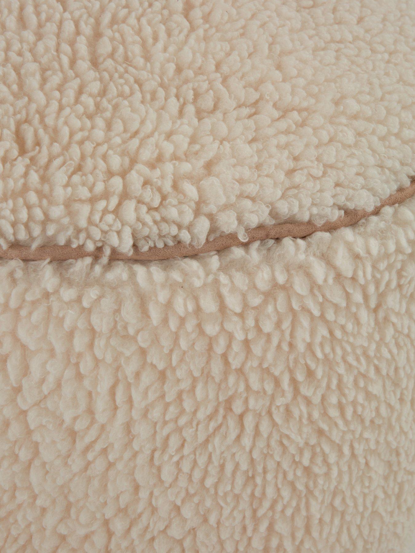 Image 4 of 5 of KAIKOO Sherpa Faux&nbsp;Fur Round Stool With Piping
