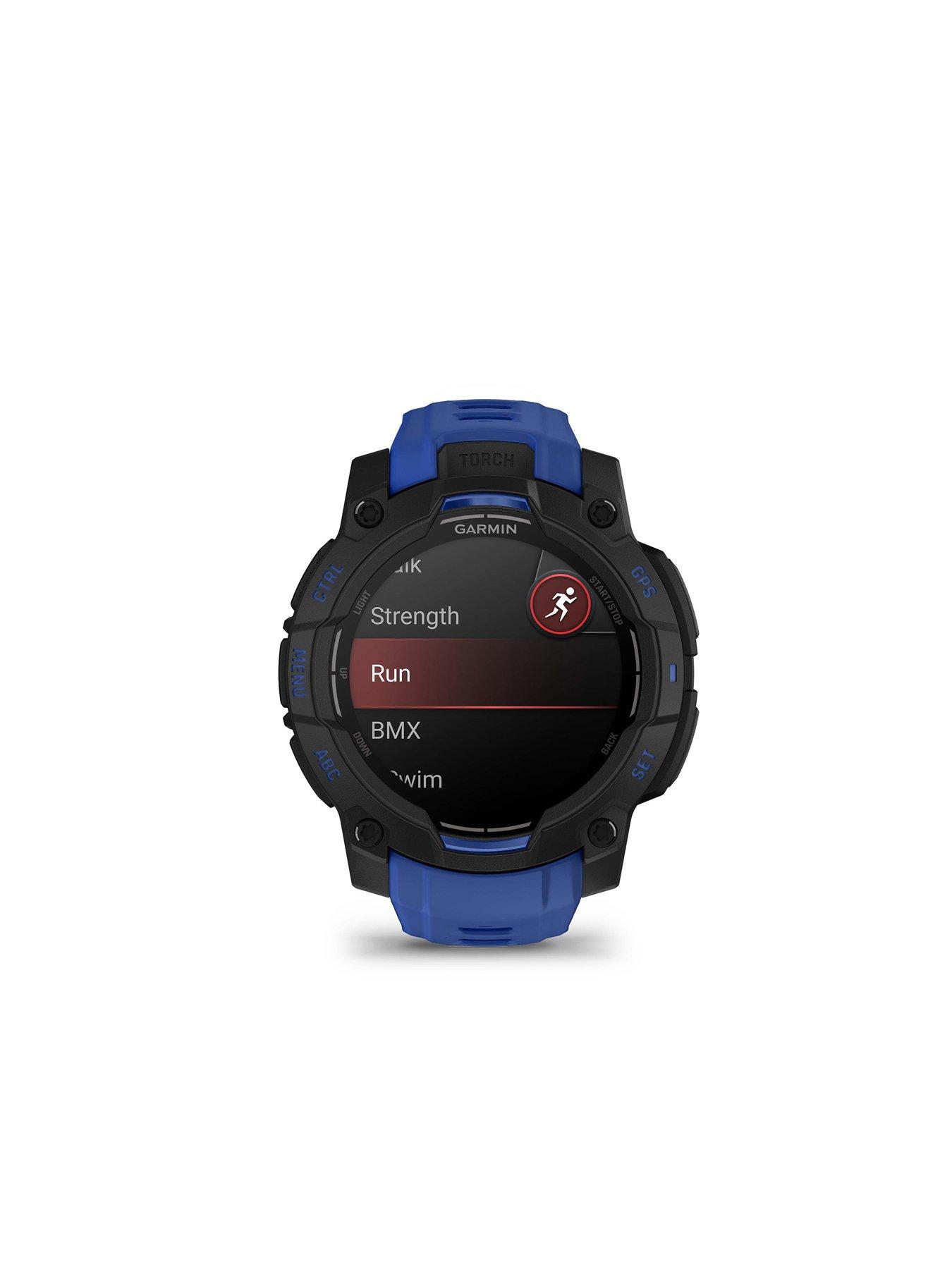 Image 2 of 7 of Garmin Instinct 3 45mm Smartwatch&nbsp;- Black with Bolt Blue Band