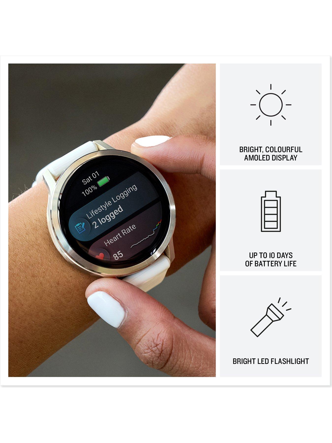 Garmin Venu 41mm, Lunar Gold Bezel with Bone Silicone Band Very