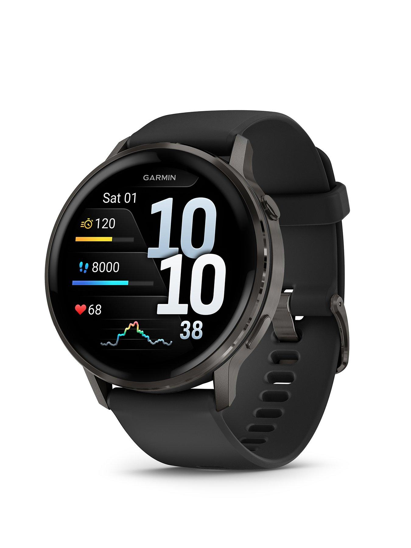 Garmin Venu 4 - 45mm, Slate Bezel with Black Silicone Band