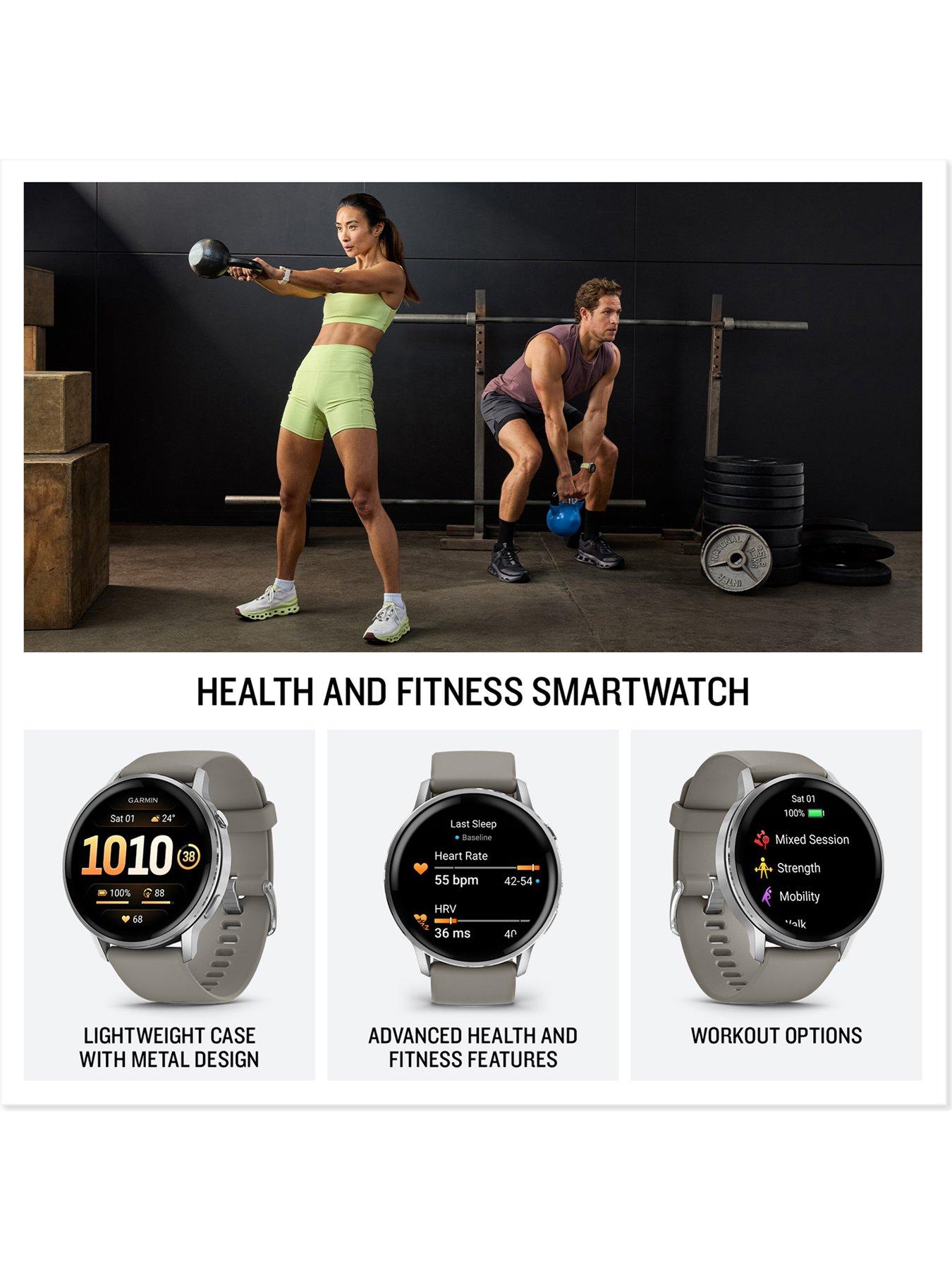 Image 2 of 7 of Garmin Garmin Venu 4 - 45mm, Silver Bezel with Citron Silicone Band