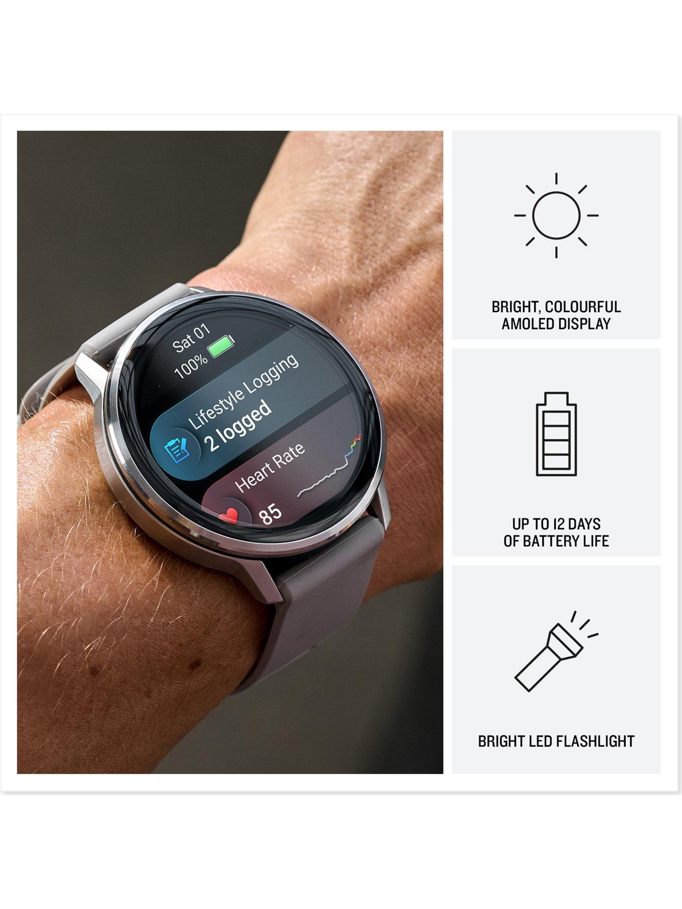 Garmin Venu 45mm, Slate Bezel with Black Silicone Band Very