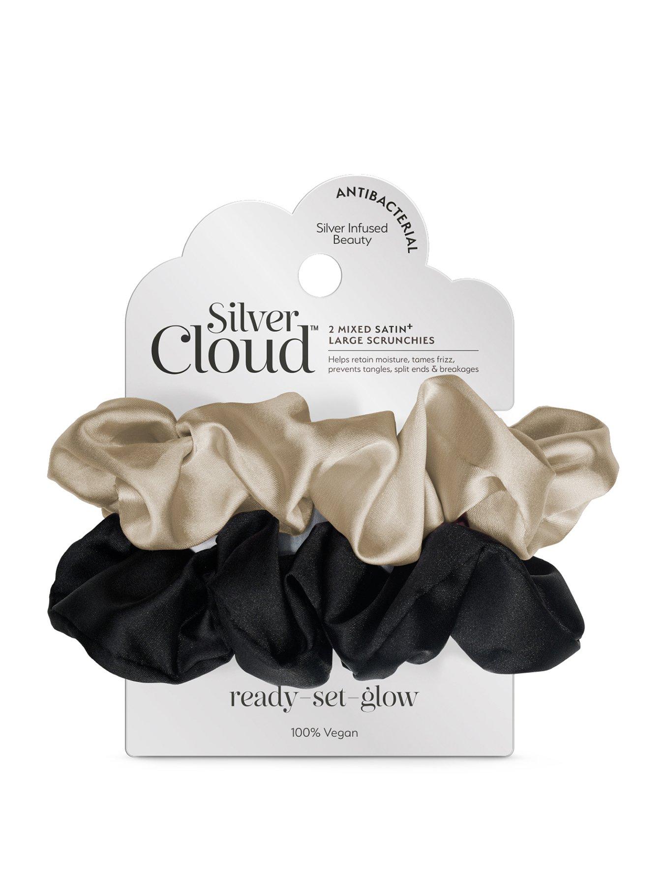 Silver Cloud Satin Large Scrunchies x 2 Infused with Silver Ions - Multi