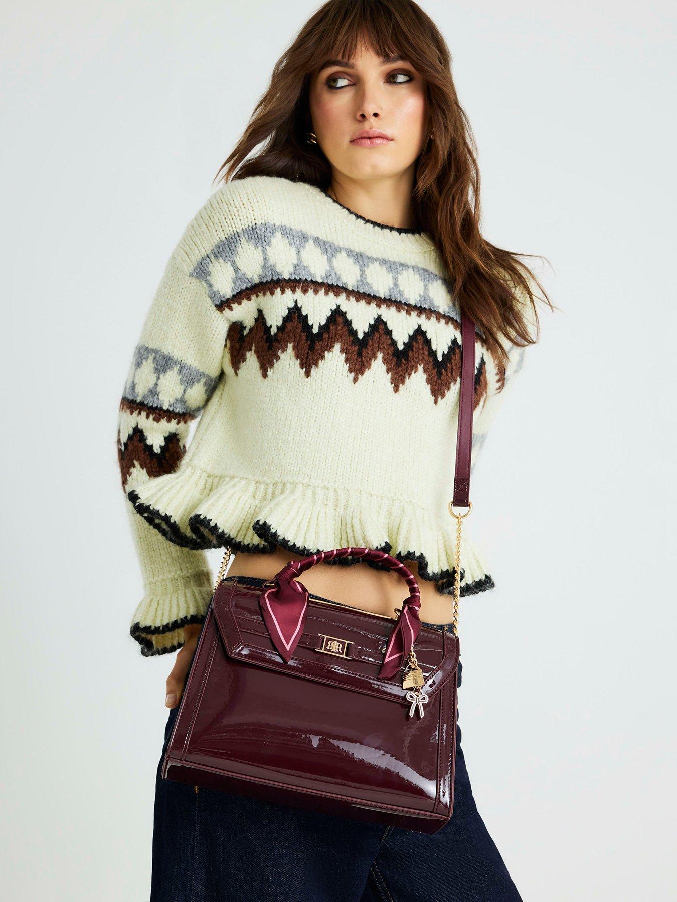 River Island Med Patent Charm Tote - Red