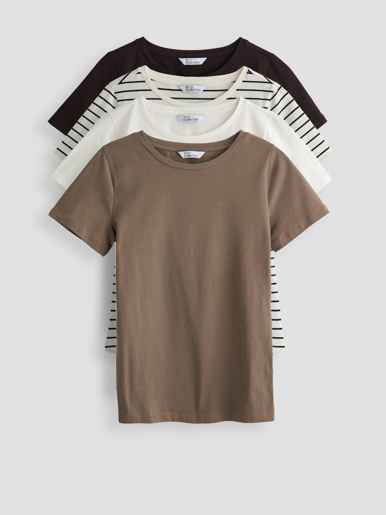 Image 1 of 7 of The Very Collection 4 Pack Fitted T-Shirts - Multi