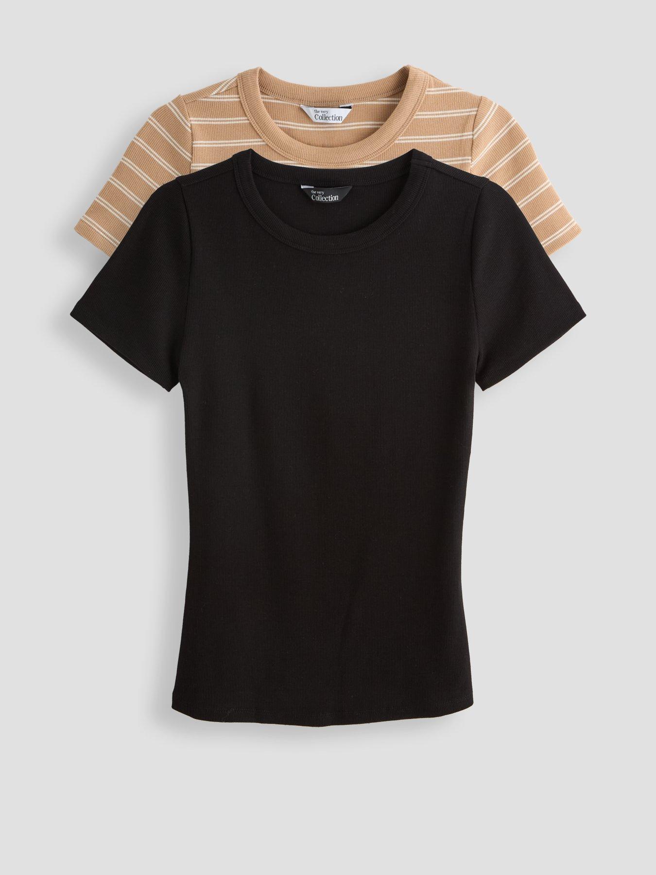 The Very Collection 2 Pack Stretch Rib T-Shirts - Multi