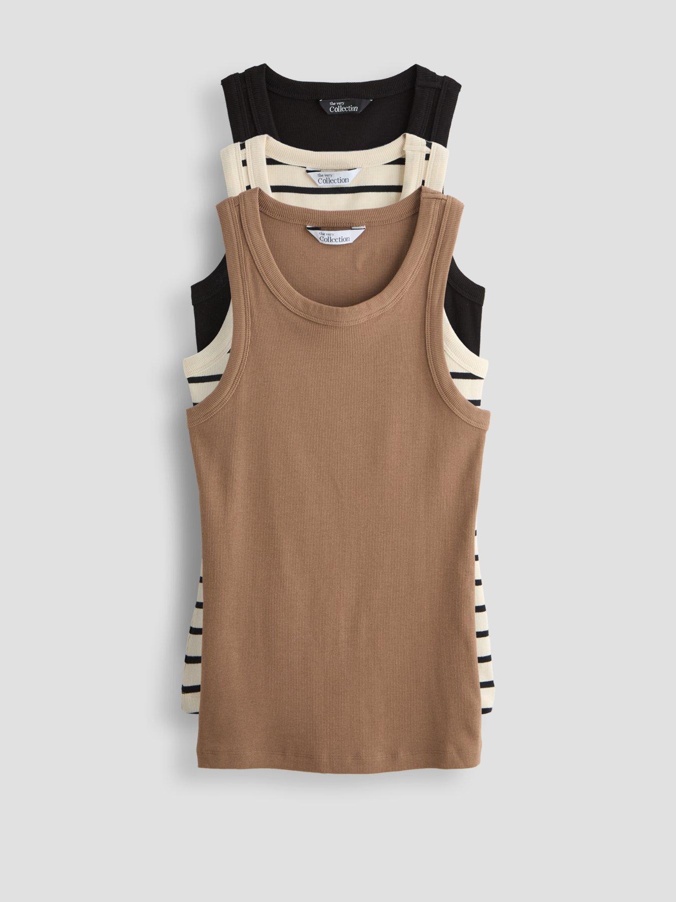 The Very Collection 3 Pack Rib Racer Vests - Multi