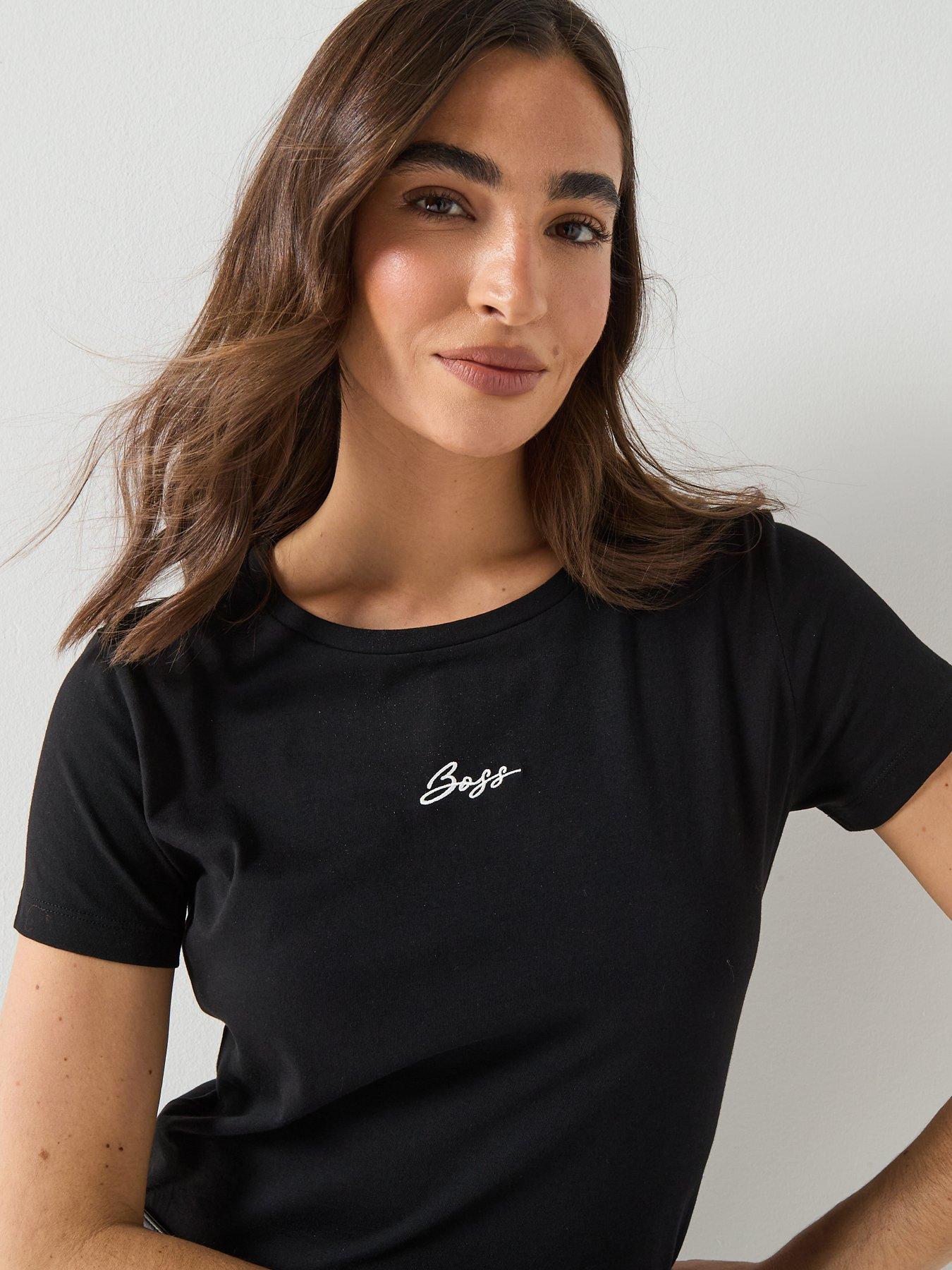Image 5 of 6 of BOSS Elove Embroidered Top - Black