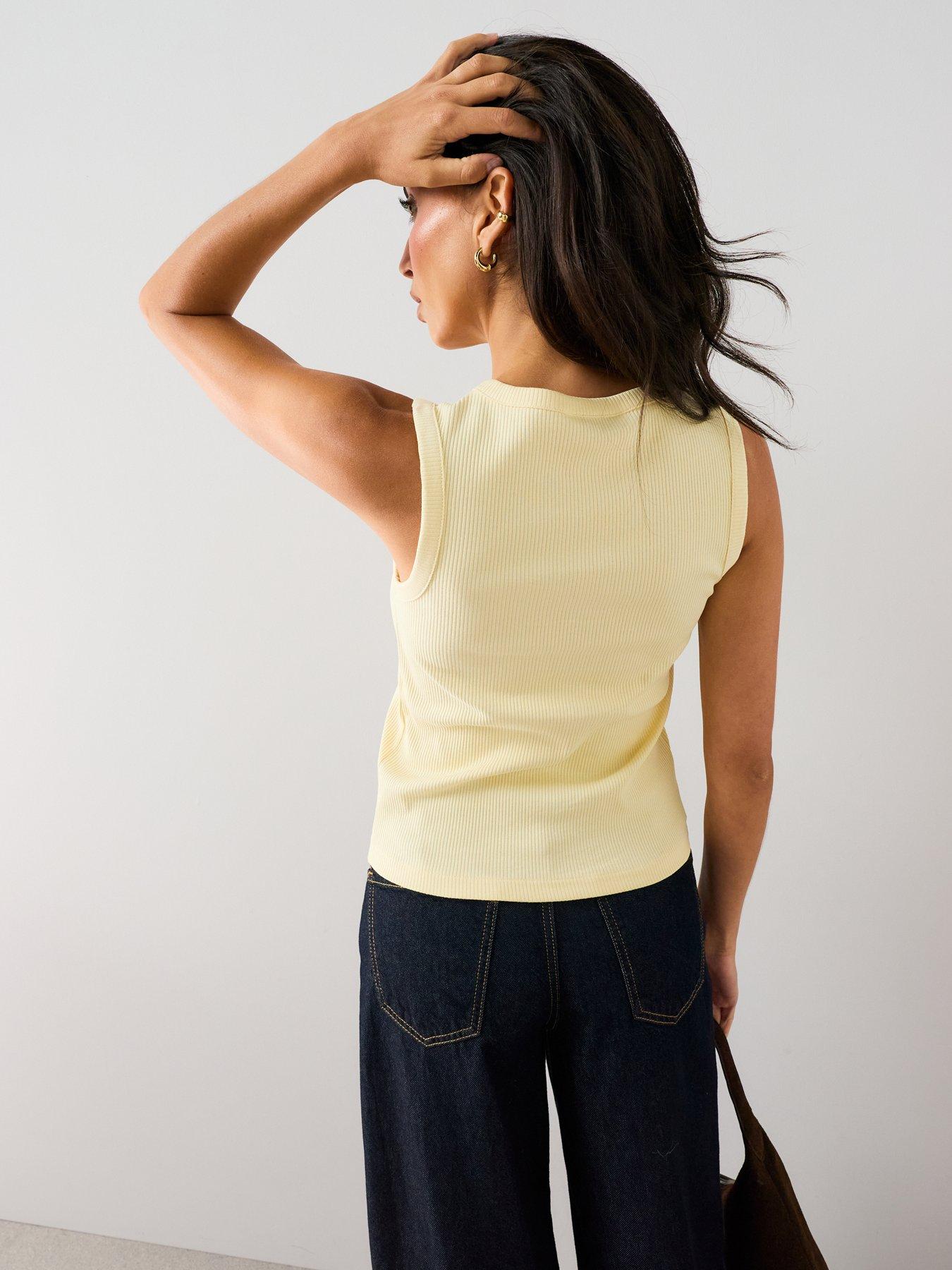 Image 2 of 7 of The Very Collection Button Through&nbsp;Ribbed Vest - Yellow