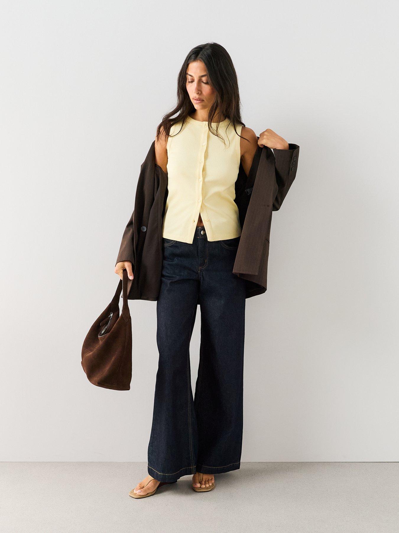 Image 3 of 7 of The Very Collection Button Through&nbsp;Ribbed Vest - Yellow