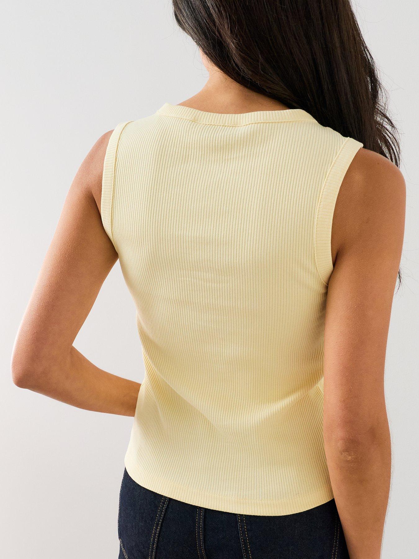 Image 6 of 7 of The Very Collection Button Through&nbsp;Ribbed Vest - Yellow