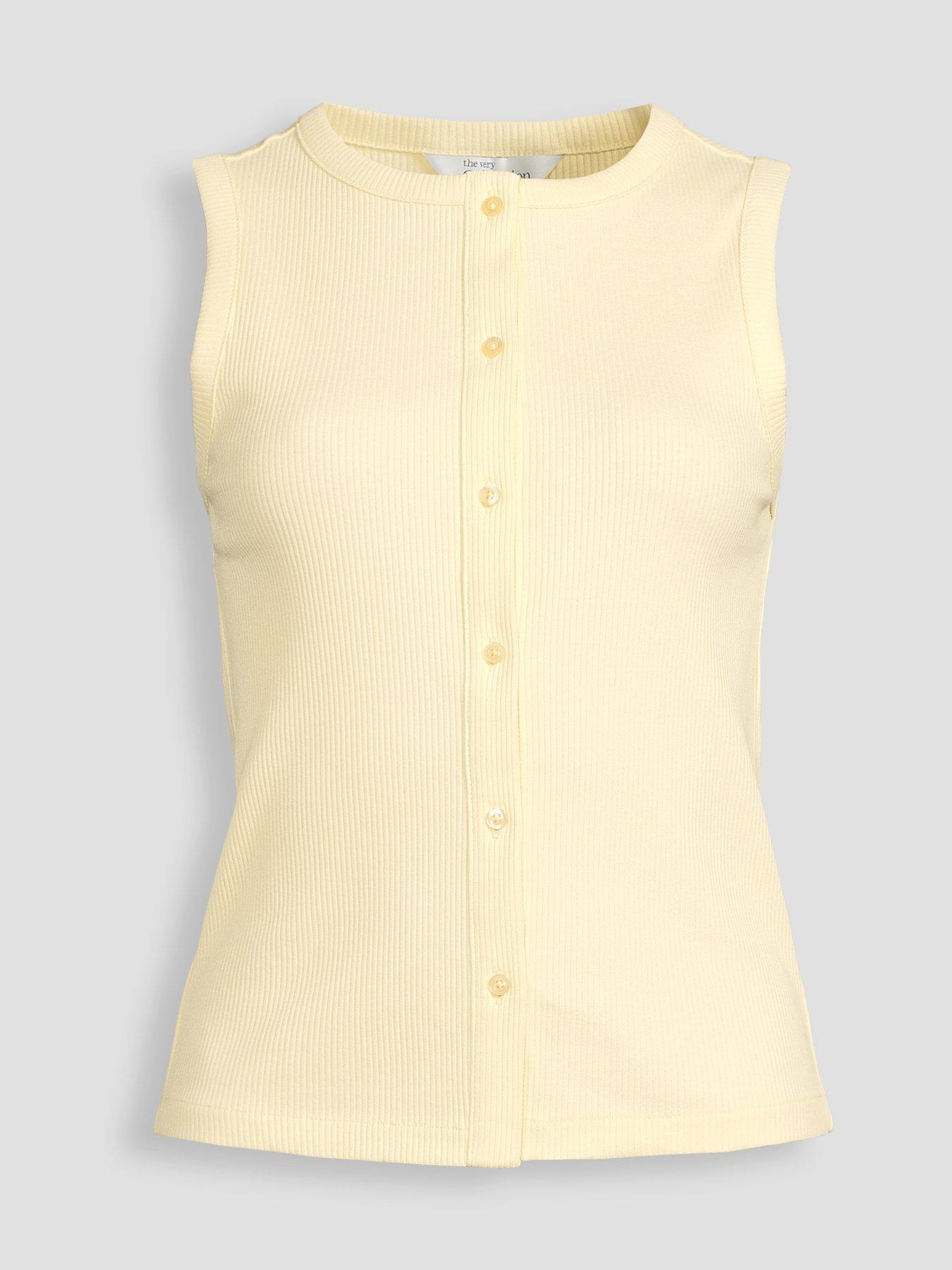Image 7 of 7 of The Very Collection Button Through&nbsp;Ribbed Vest - Yellow