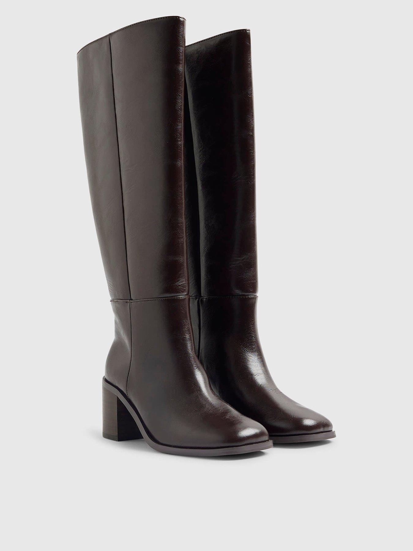 Image 3 of 6 of River Island Block Heel High Leg Boot - Brown